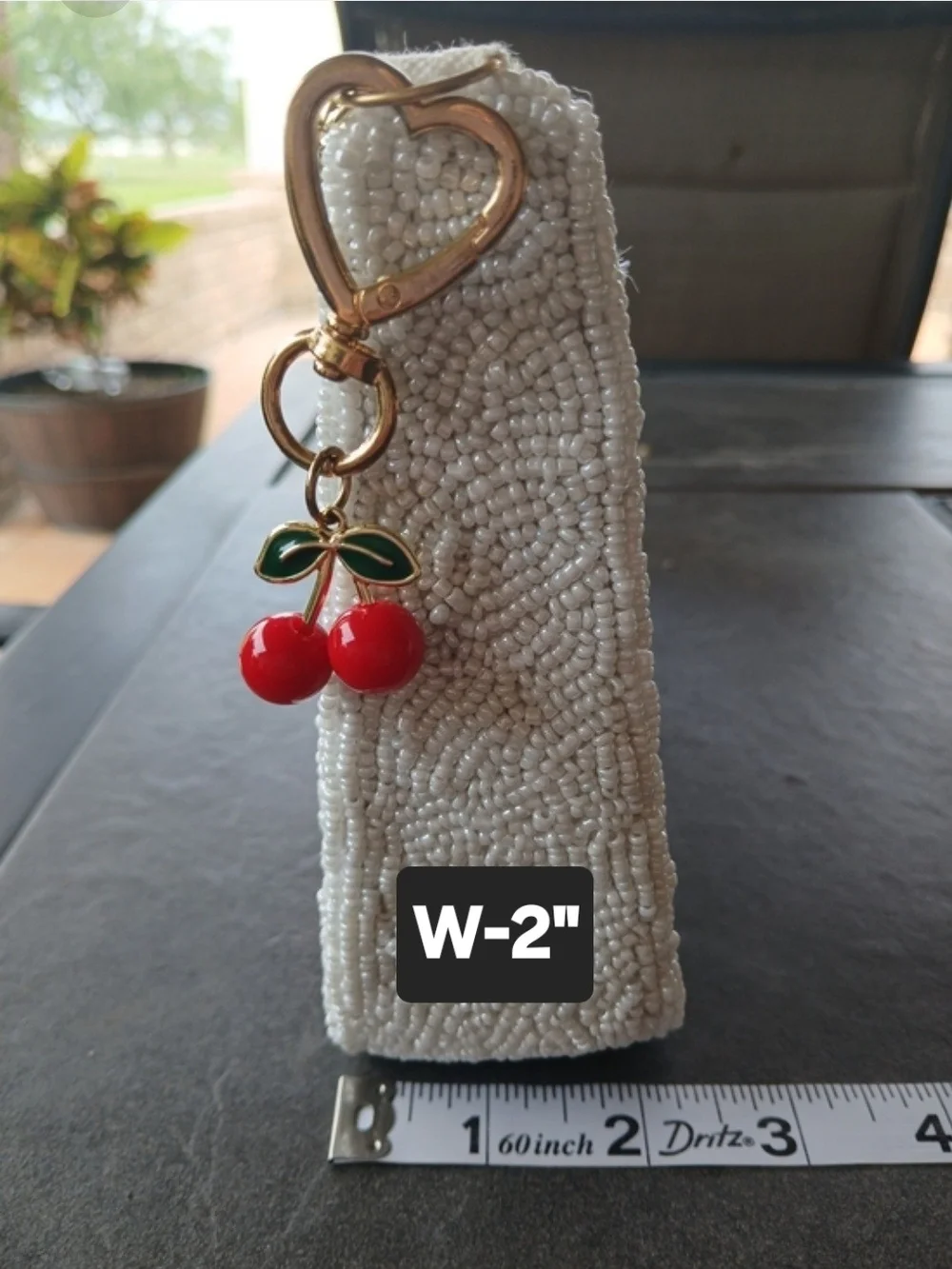NWOT!Wildfox White Beaded Cherry & Pink Bow Wristlet with Gold Chain